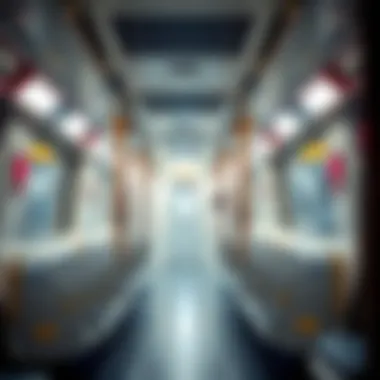 Interior Design of the Metro Red Line Train An interior shot of a Dubai Metro Red Line train, highlighting its spacious and modern design