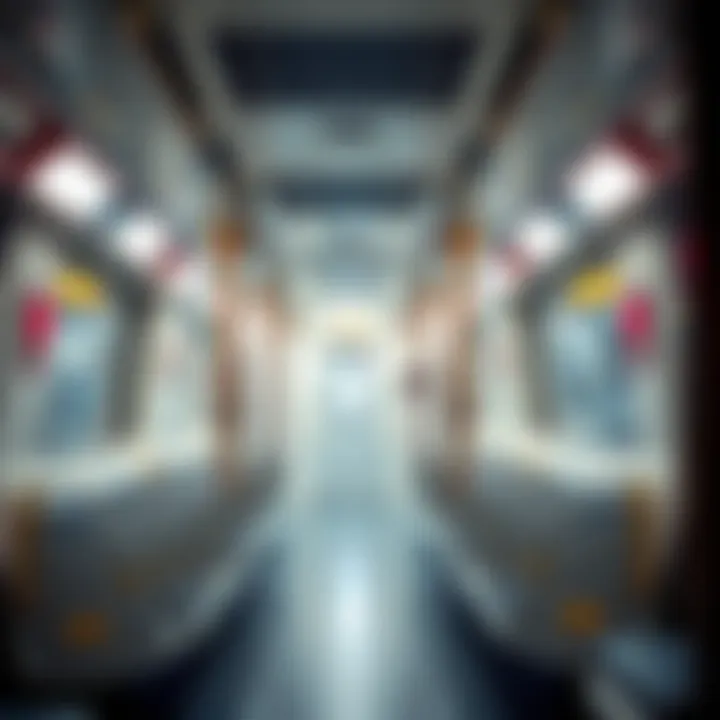 Interior Design of the Metro Red Line Train An interior shot of a Dubai Metro Red Line train, highlighting its spacious and modern design