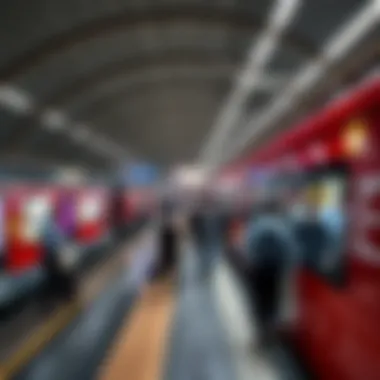Station Dynamics of the Metro Red Line A bustling Dubai station along the Red Line, illustrating urban connectivity and passenger flow