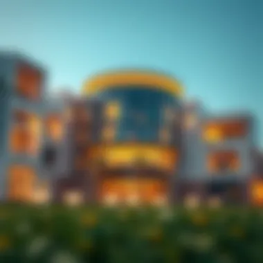 Modern architecture showcasing properties in the center