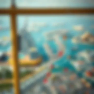 Geographical Positioning of Blue Water Island Map highlighting Blue Water Island and surrounding metro stations in Dubai