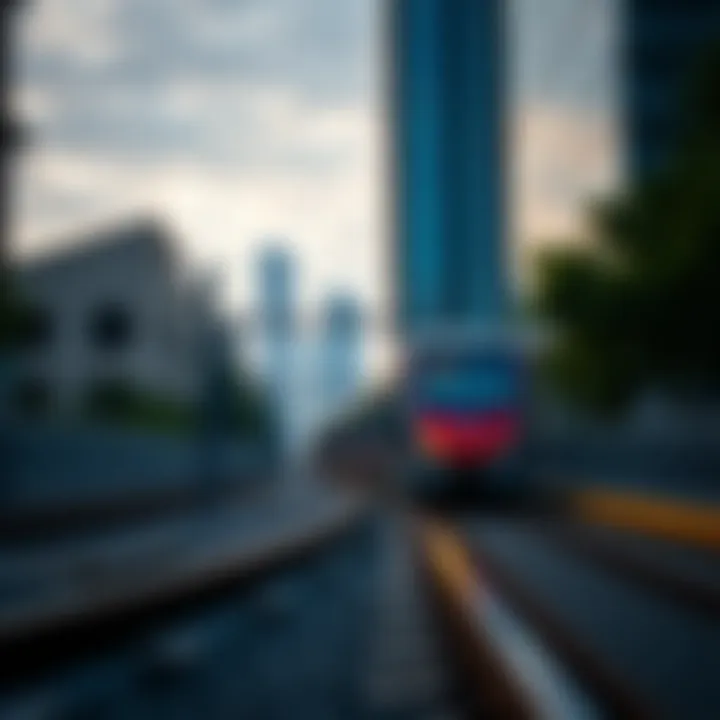 Metro Connectivity Near Blue Water Island Metro train on the route near Blue Water Island enhancing connectivity