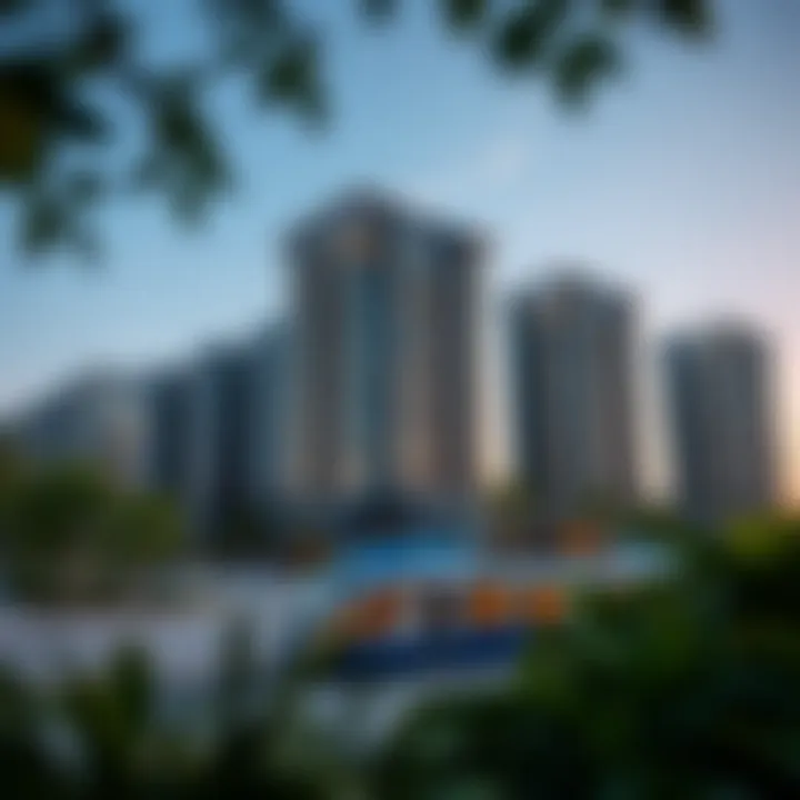 Residential Living on Blue Water Island Modern residential buildings on Blue Water Island with metro station in the background