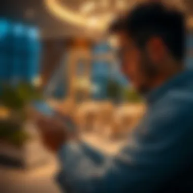 User Engagement with Real Estate Apps User engaging with a mobile app for real estate transactions