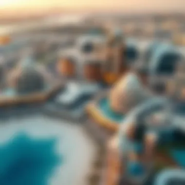 Aerial view of an emerging luxury real estate hotspot in Dubai