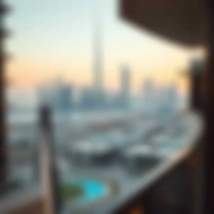 Dubai Skyline and Rental Opportunities Overview of Dubai skyline with rental properties highlighted