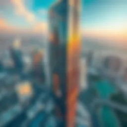 Aerial view of Omniyat Tower showcasing its unique architectural design