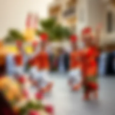 Traditional UAE cultural dancers in vibrant attire.