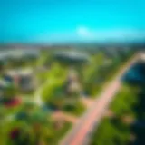 Aerial view of REEM Central Park showcasing its lush greenery and modern architecture