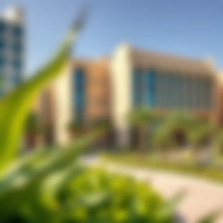 Architectural Detail of REEM Central Park Architectural detail of contemporary buildings within REEM Central Park