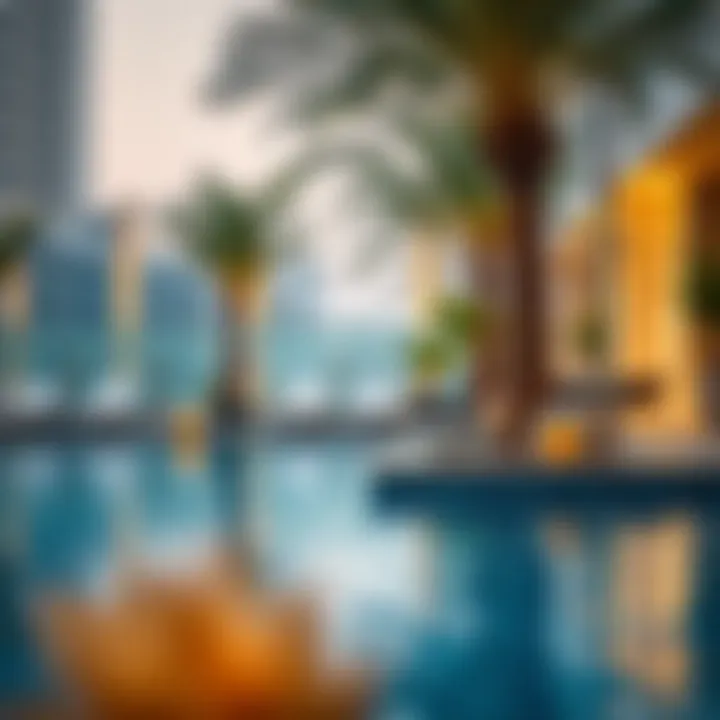 Relaxing poolside area at Savoy Suites Hotel Apartments