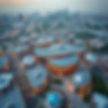 Aerial View of Shamsa Expo City Panoramic view of Shamsa Expo City showcasing modern architecture