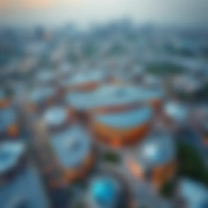 Aerial View of Shamsa Expo City Panoramic view of Shamsa Expo City showcasing modern architecture