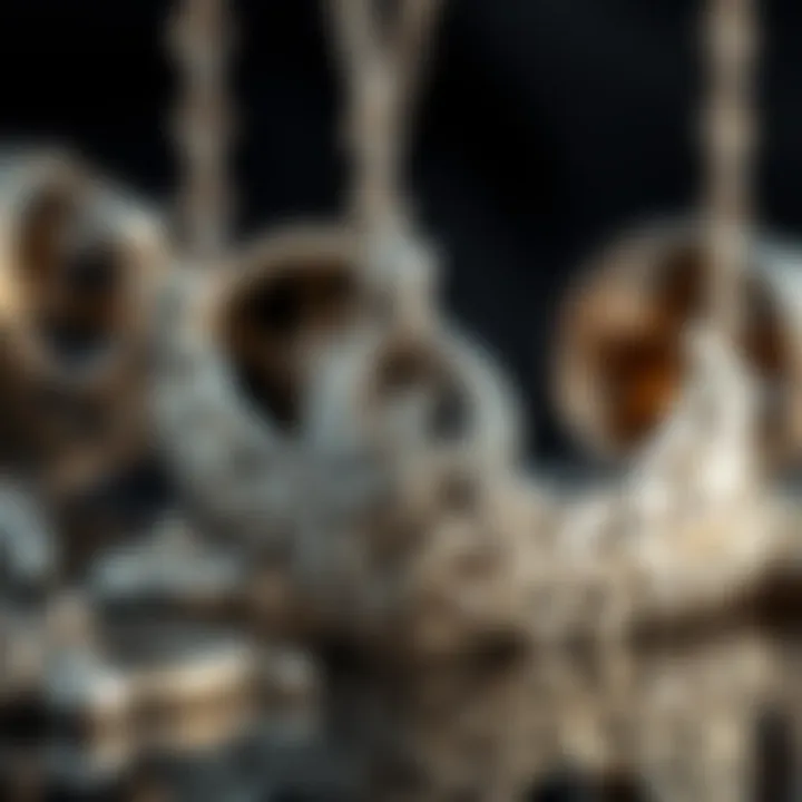 A close-up of intricate silver jewelry showcasing craftsmanship