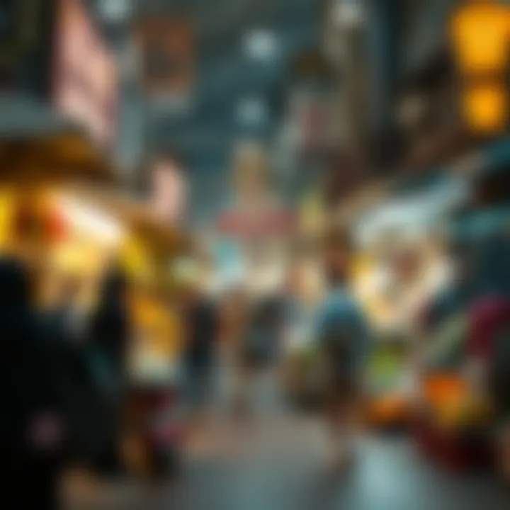 Vibrant Market Life in Dubai A bustling market scene in Dubai reflecting its vibrant society