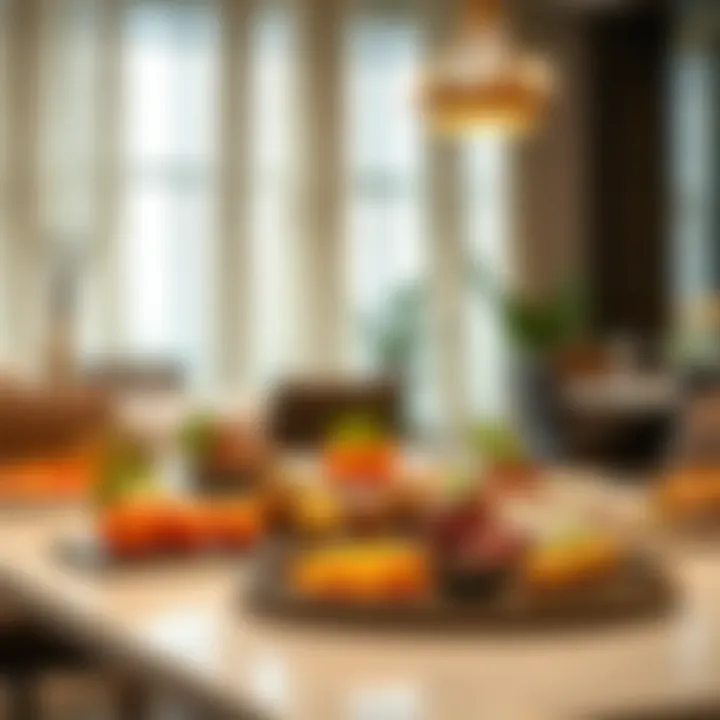 Diverse culinary offerings at The Manor Hotel Dubai elegantly presented on a dining table