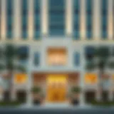 Breathtaking facade of The Manor Hotel Dubai showcasing contemporary architectural design