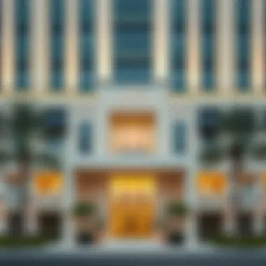 Breathtaking facade of The Manor Hotel Dubai showcasing contemporary architectural design