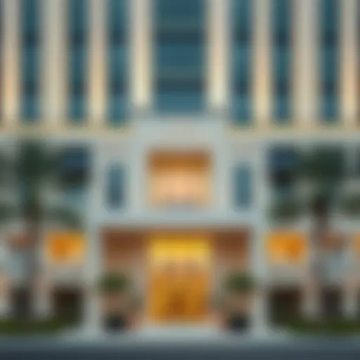 Breathtaking facade of The Manor Hotel Dubai showcasing contemporary architectural design