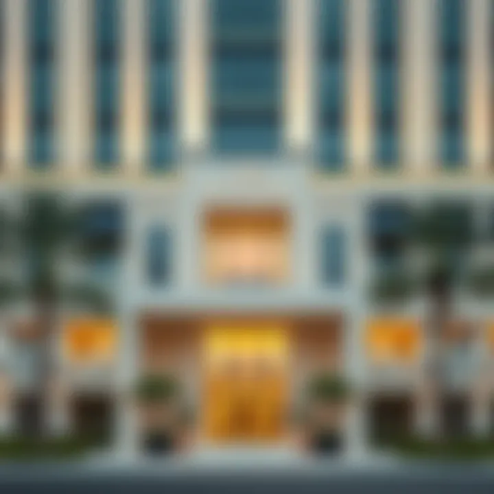 Breathtaking facade of The Manor Hotel Dubai showcasing contemporary architectural design
