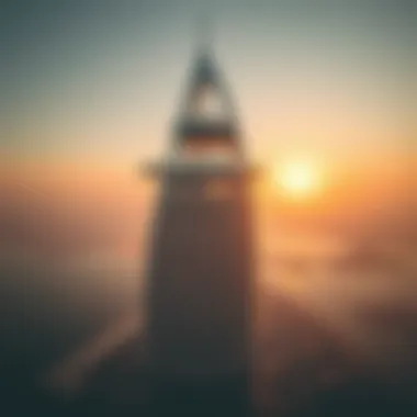 Aerial view of The Palm Tower showcasing its unique silhouette and surroundings