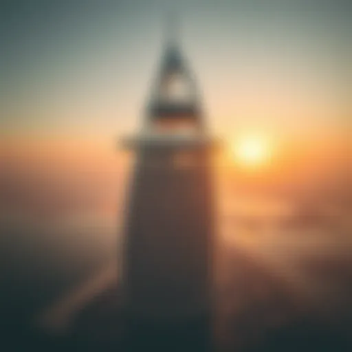 Aerial view of The Palm Tower showcasing its unique silhouette and surroundings