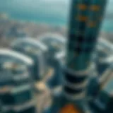 Aerial view of the second tallest building showcasing its unique architectural design