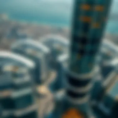 Aerial Perspective of Architectural Triumph Aerial view of the second tallest building showcasing its unique architectural design