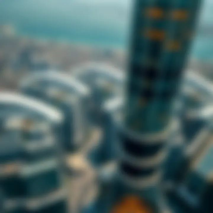 Aerial Perspective of Architectural Triumph Aerial view of the second tallest building showcasing its unique architectural design