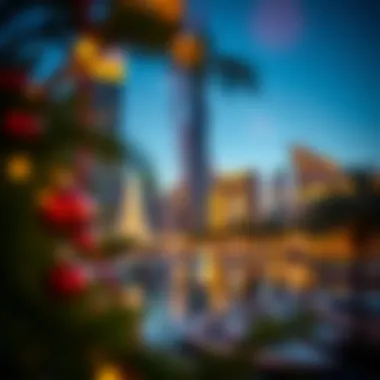 Dubai Celebrating Diversity in Holidays Modern skyline of Dubai on a festive occasion