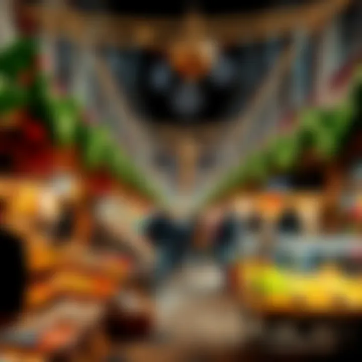 A bustling market showcasing seasonal products and local crafts