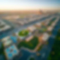 Aerial view of Al Nahda 1 showcasing its residential layout and green spaces