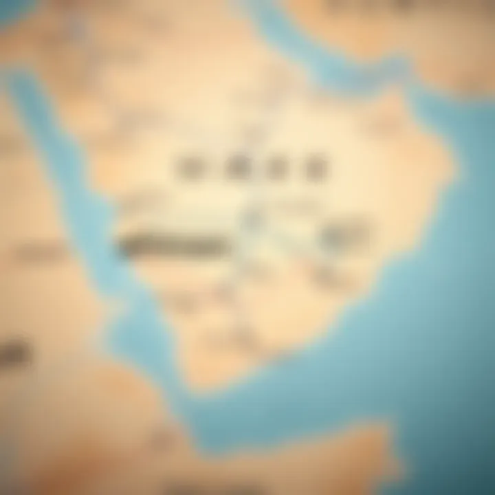 Map showcasing proximity and travel routes between UAE and Oman