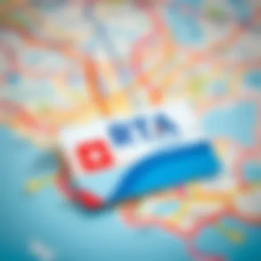 RTA Card Over Dubai Map A close-up view of an RTA card placed on a vibrant map of Dubai