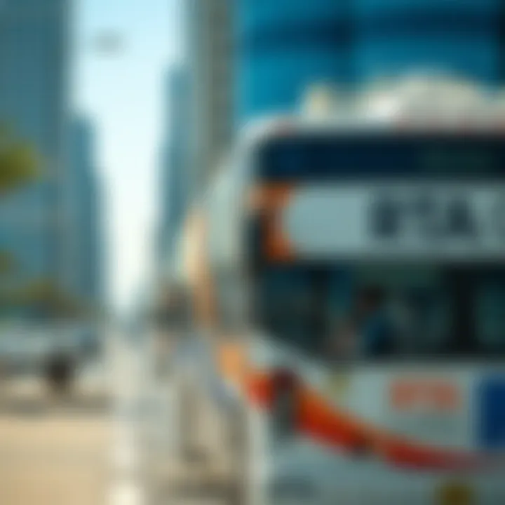 RTA Branded Bus in Dubai A scenic view of a Dubai bus showcasing RTA branding