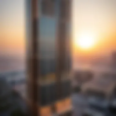 Strategic Positioning: Siraj Building Aerial Perspective Aerial view of the Siraj Building capturing its strategic location in Dubai