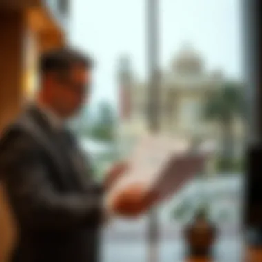 Analyzing Property Details A professional reviewing property documents