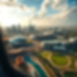 Aerial view of Uptown Dubai showcasing its modern skyline and green spaces